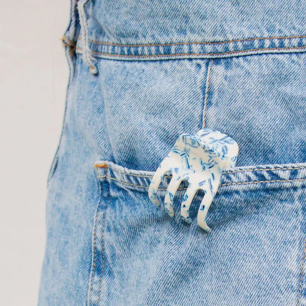 Blue Marbled Claw Clip