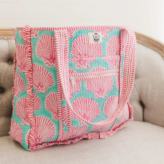 Sanibel Large Quilted Ruffle Tote Bag