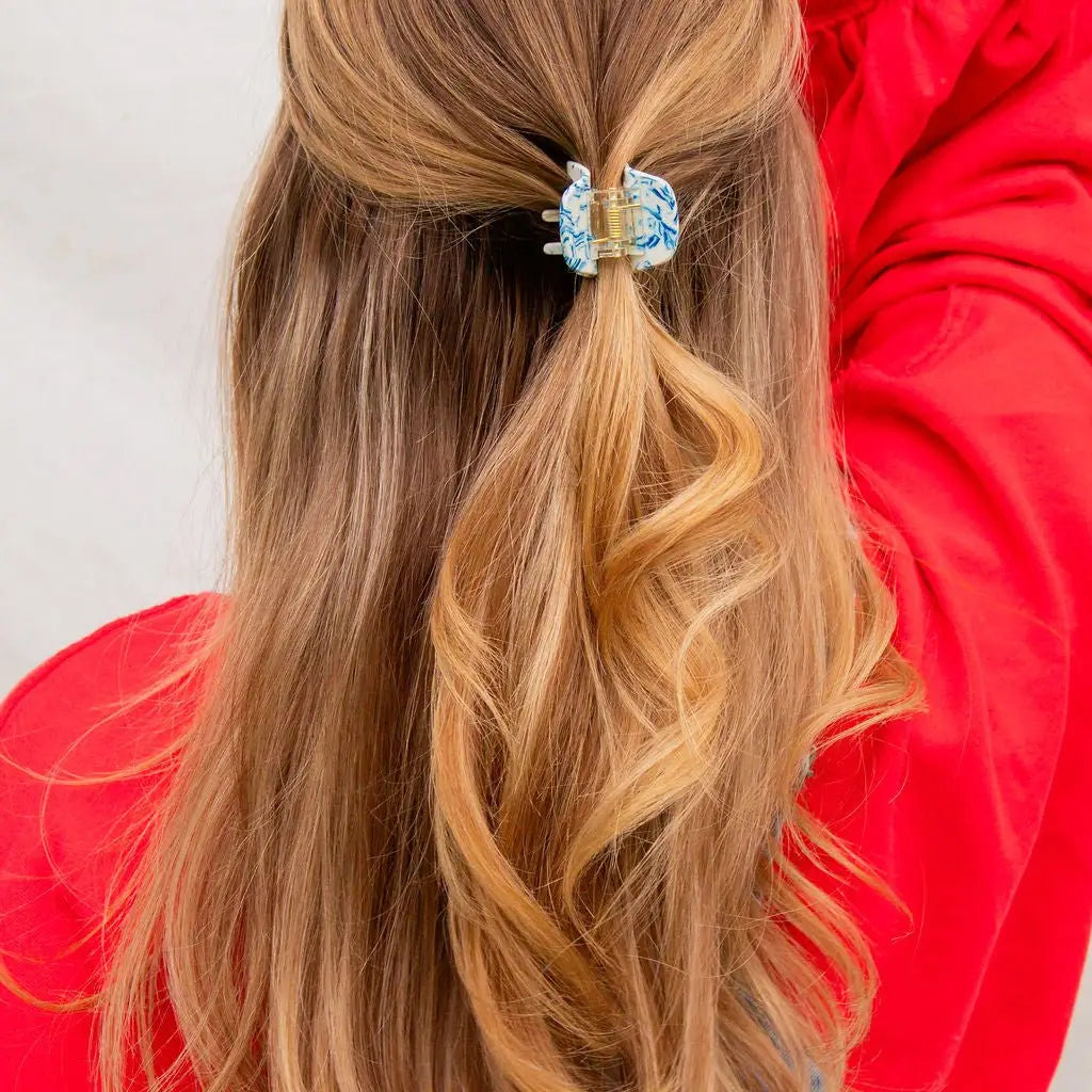 Blue Marbled Claw Clip