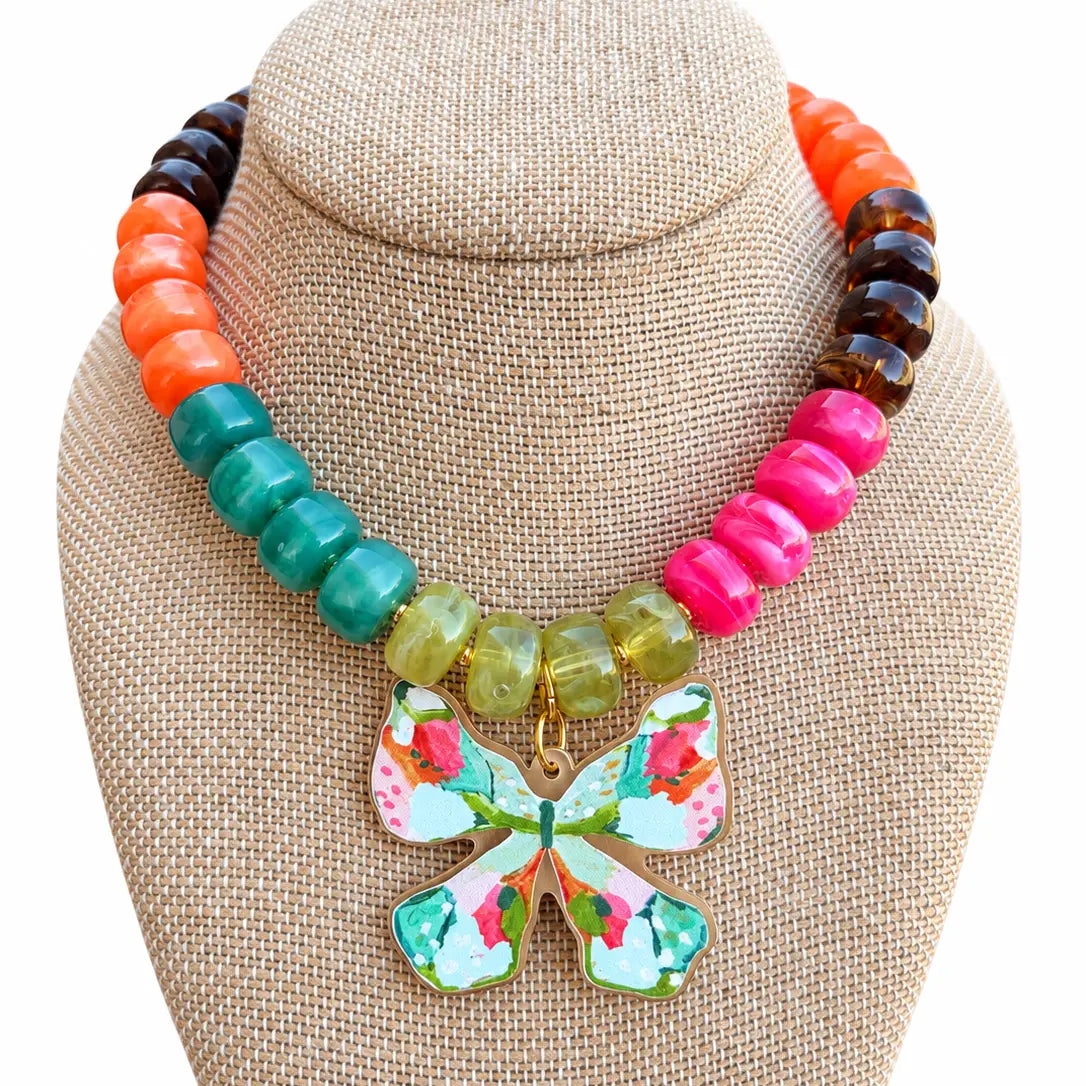 Rebecca X Kate Butterfly Color Pop Necklace