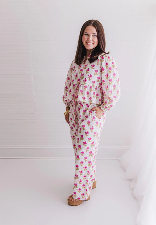 Magnolia Floral Matching Top