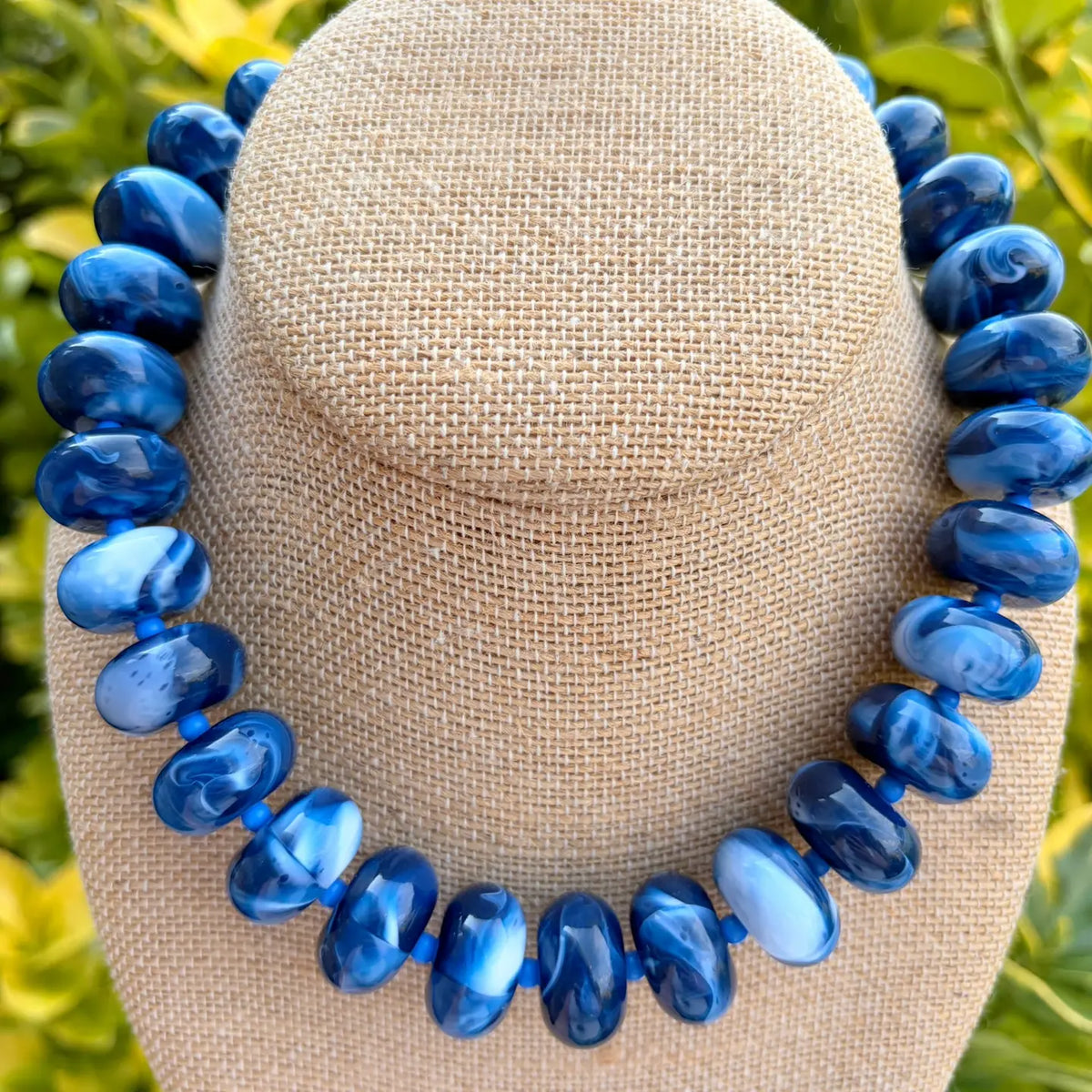 Marble Blue Rory Rondelle Necklace