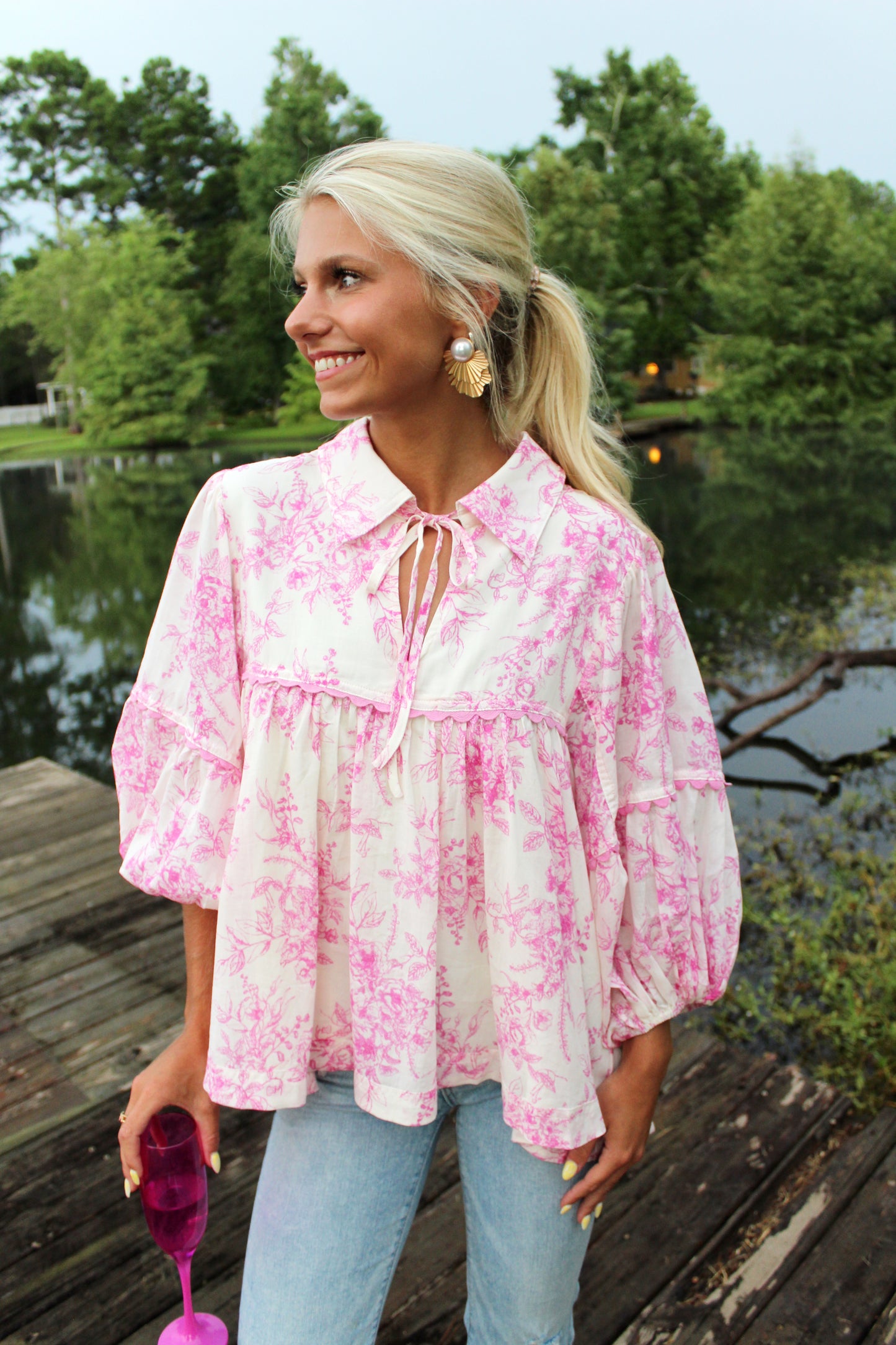 Daisy Floral Print Babydoll Top