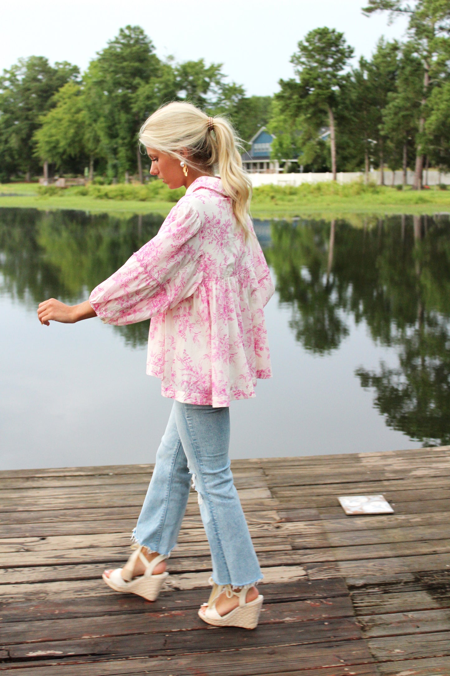 Daisy Floral Print Babydoll Top