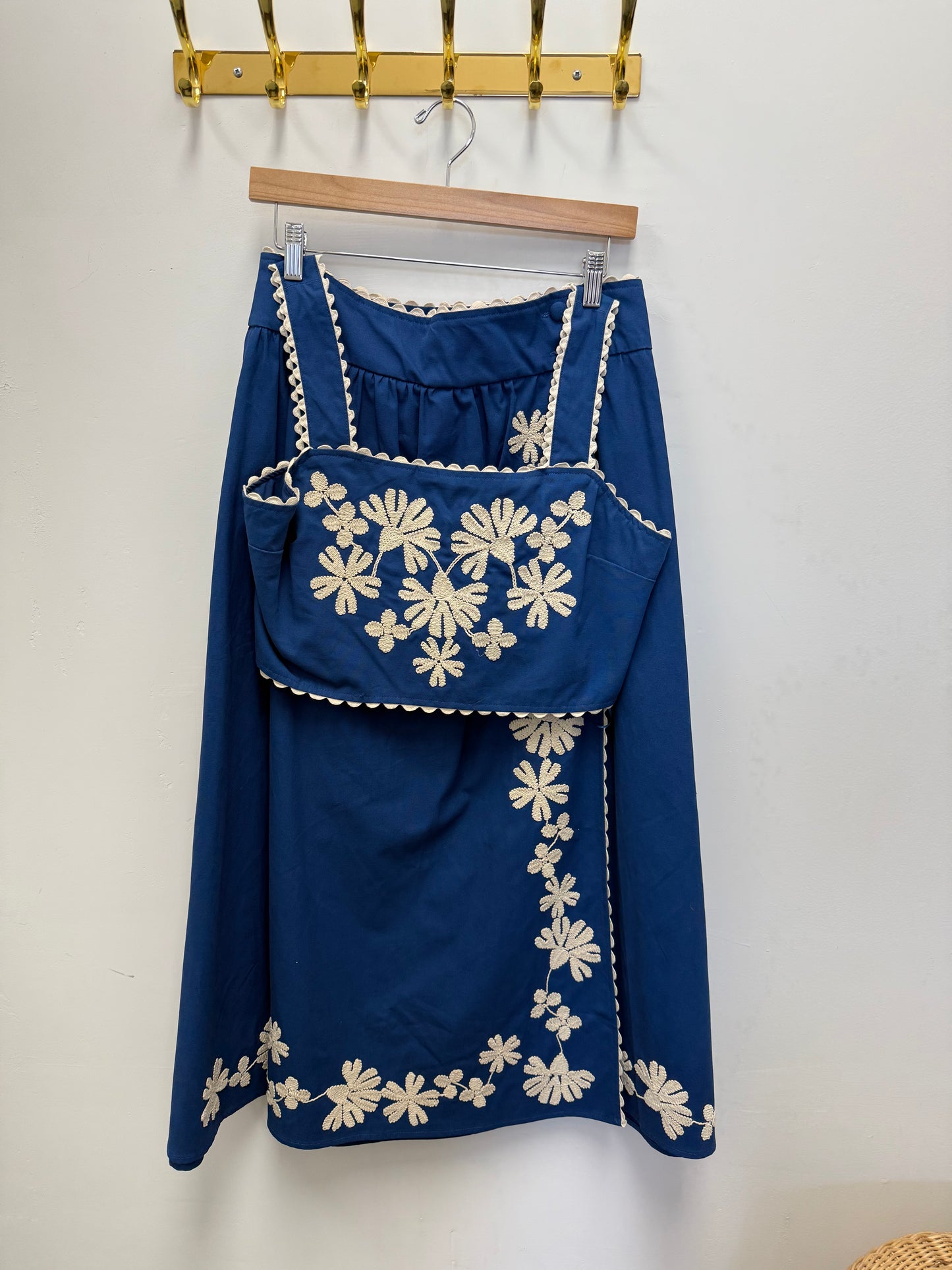 Embroidered Crop Top and Midi Skirt Set