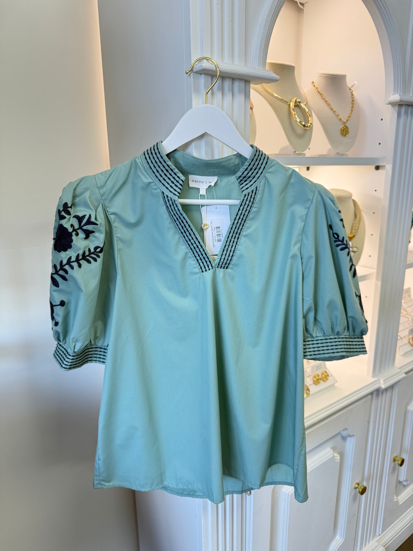 Jane Embroidered Sleeve Top
