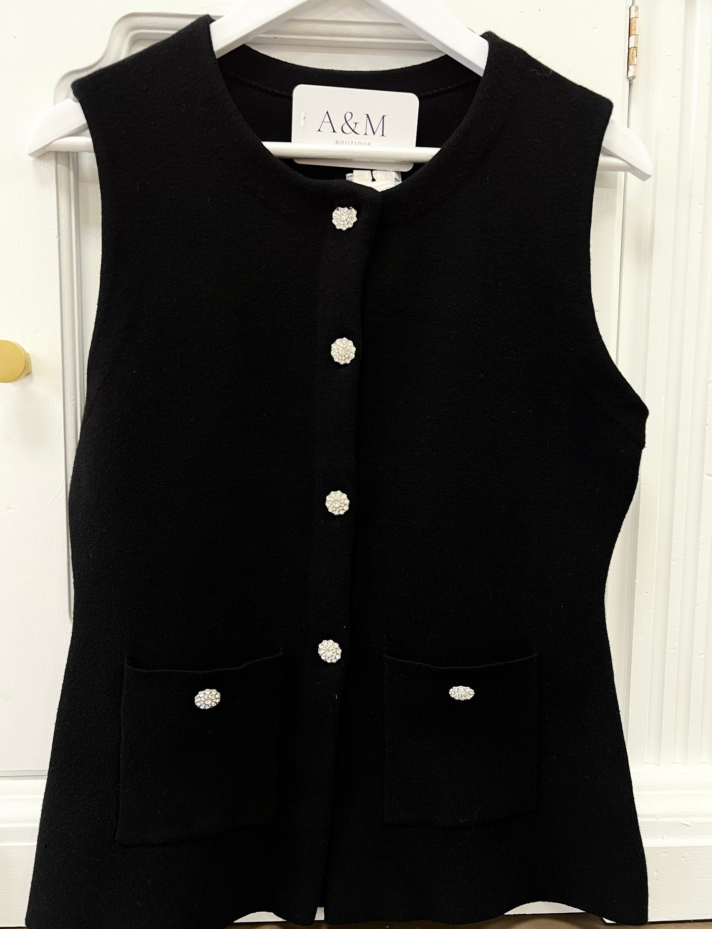 Crystal Button Sweater Vest