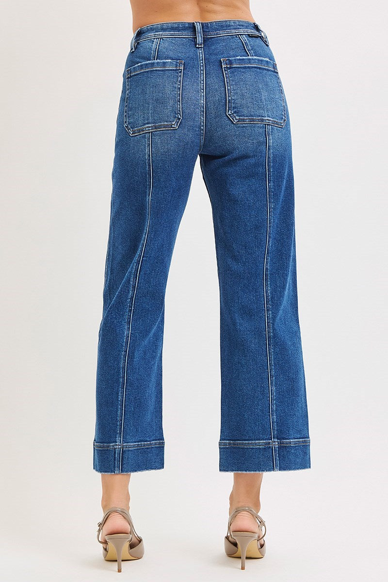 Crop Straight Front Seam Jeans