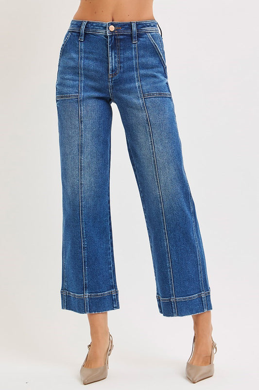 Crop Straight Front Seam Jeans