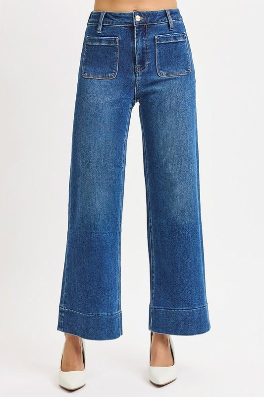 High Rise Patch Pocket Jeans