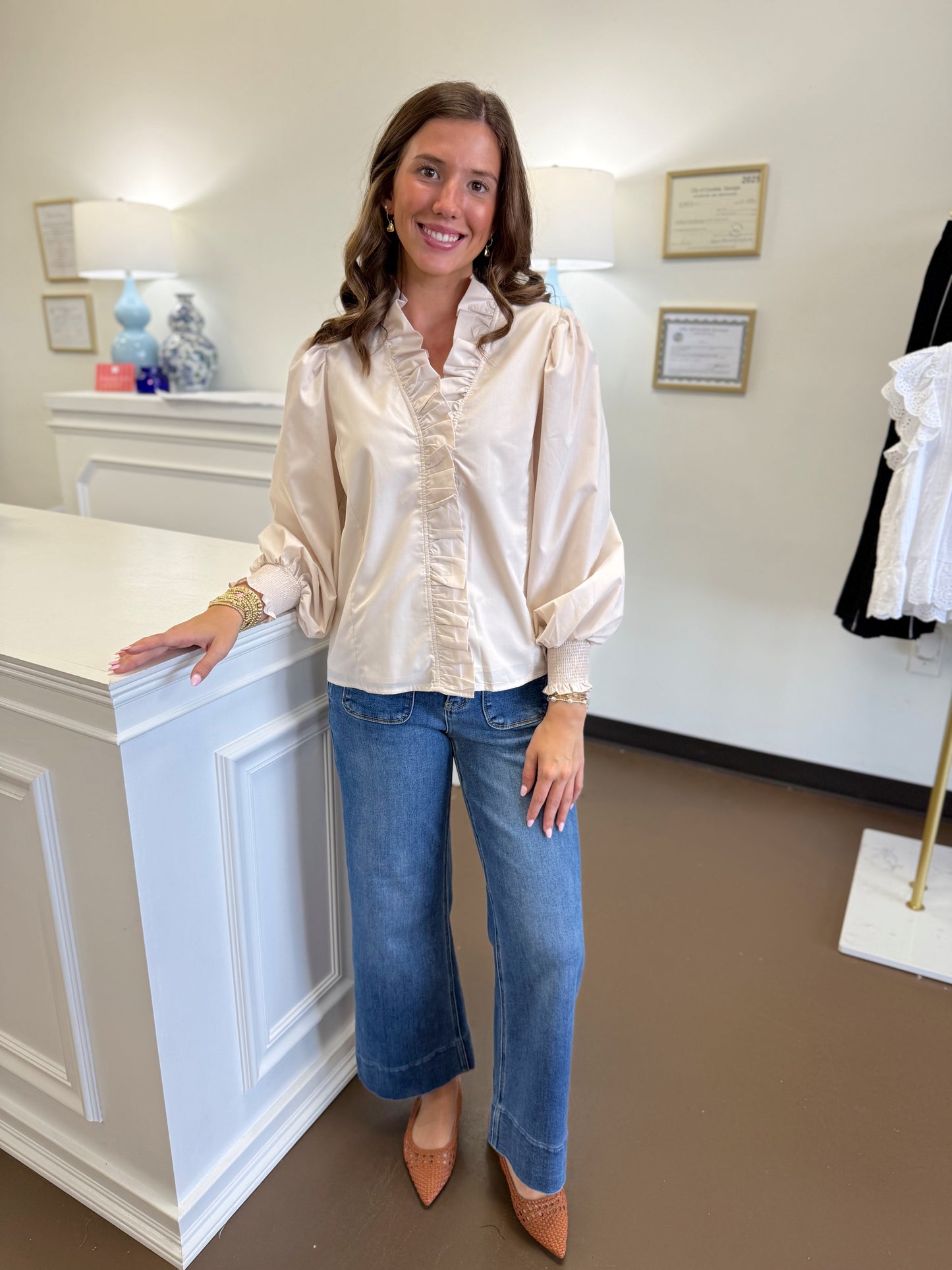 Tina Ruffled Detail Top