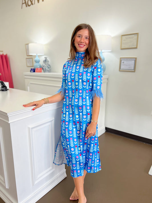 Grace Luxe Feather Caftan Dress