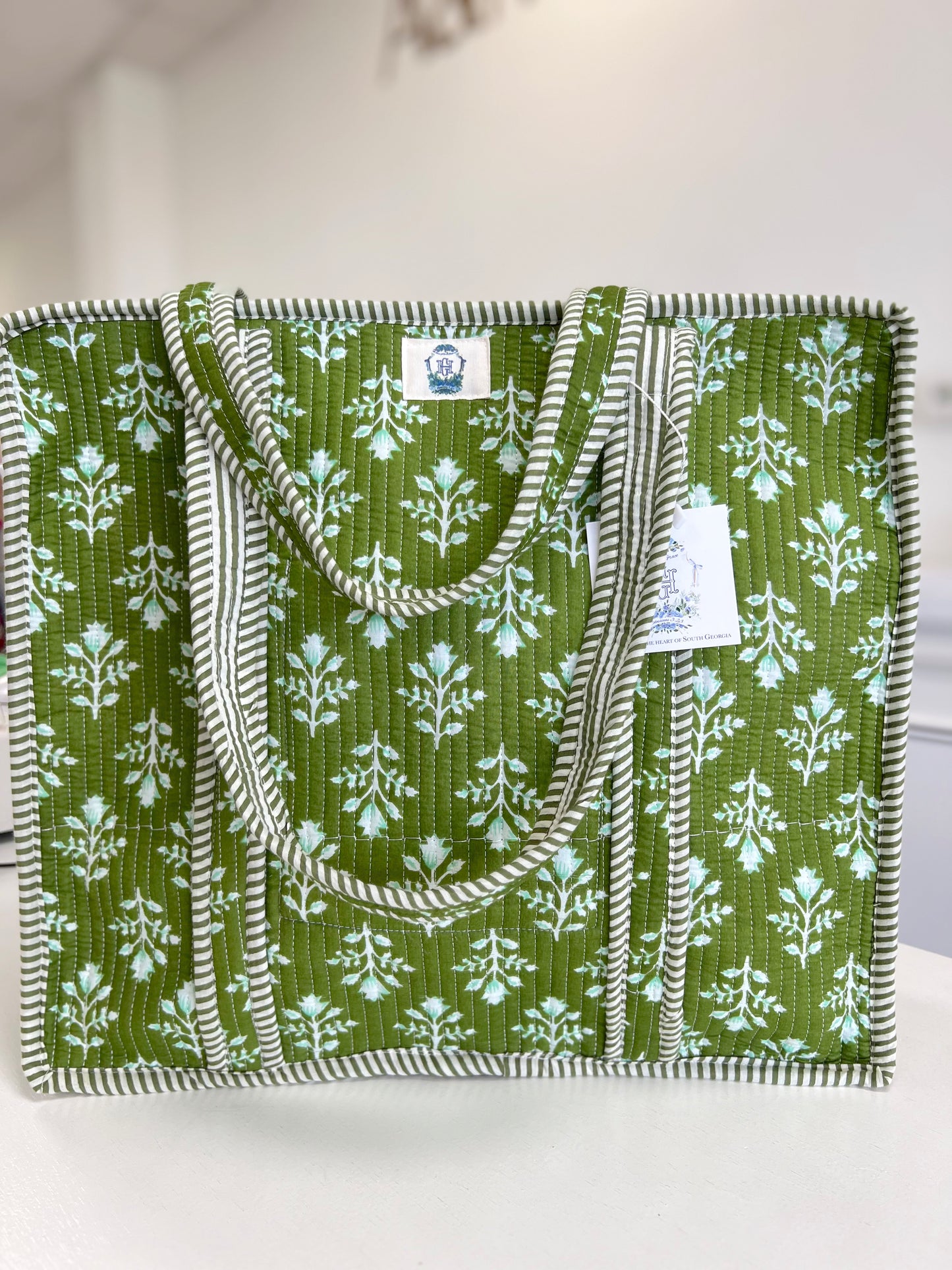 Emerald Bay Quilted Zipper Tote Bag