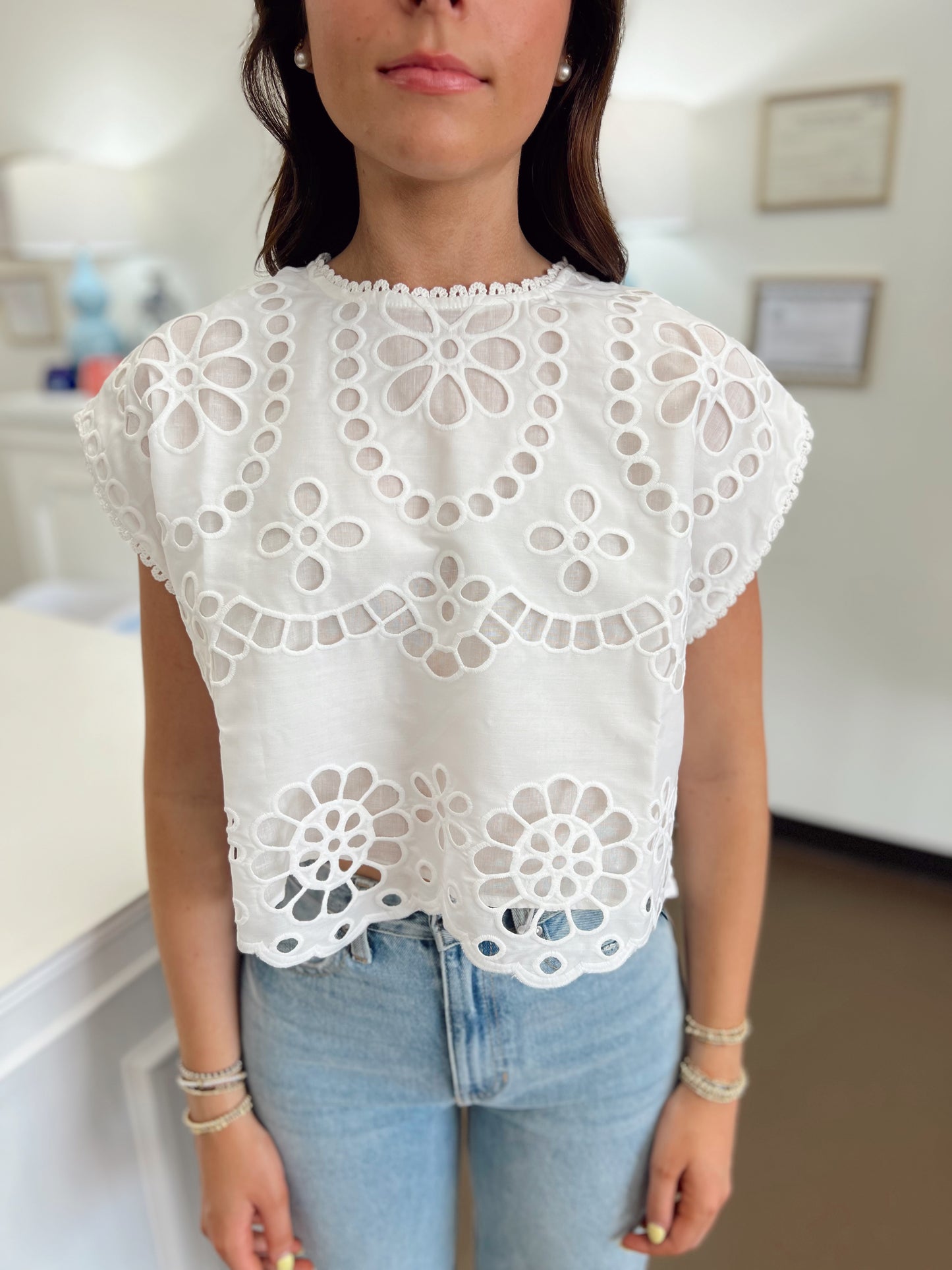 Kylie Eyelet Embroidery Top