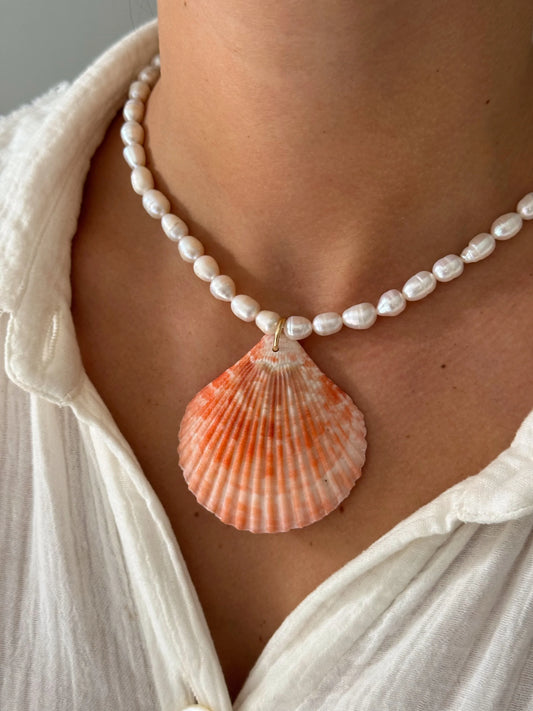 ALV Jewels Coral Crush Pearl Necklace