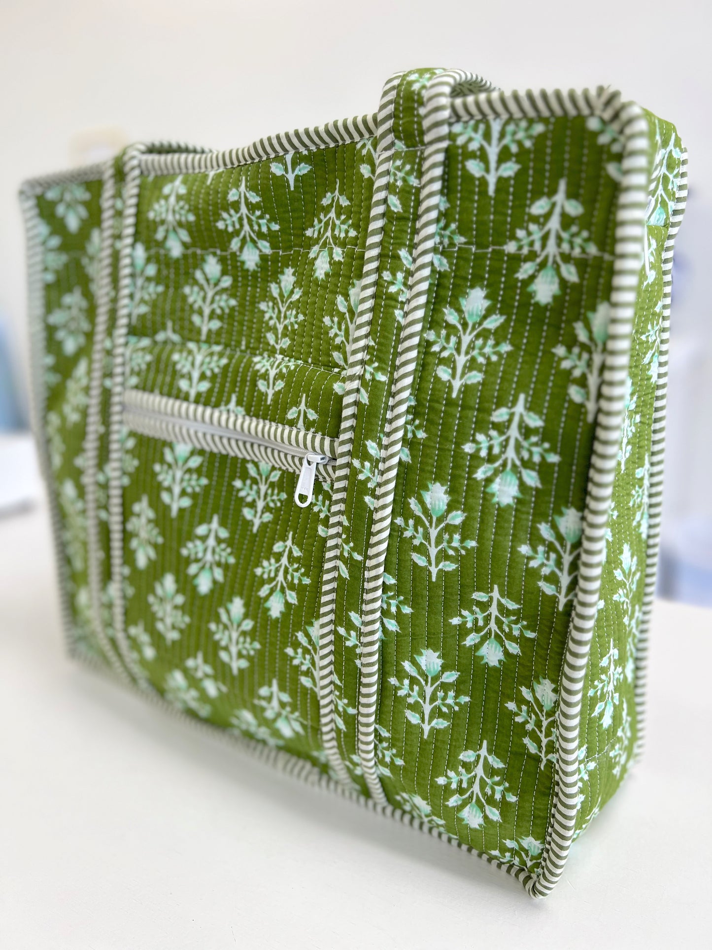 Emerald Bay Quilted Zipper Tote Bag