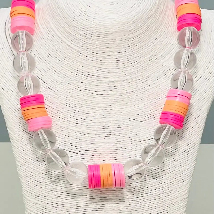 Spring Pink Hue Acrylic Necklace