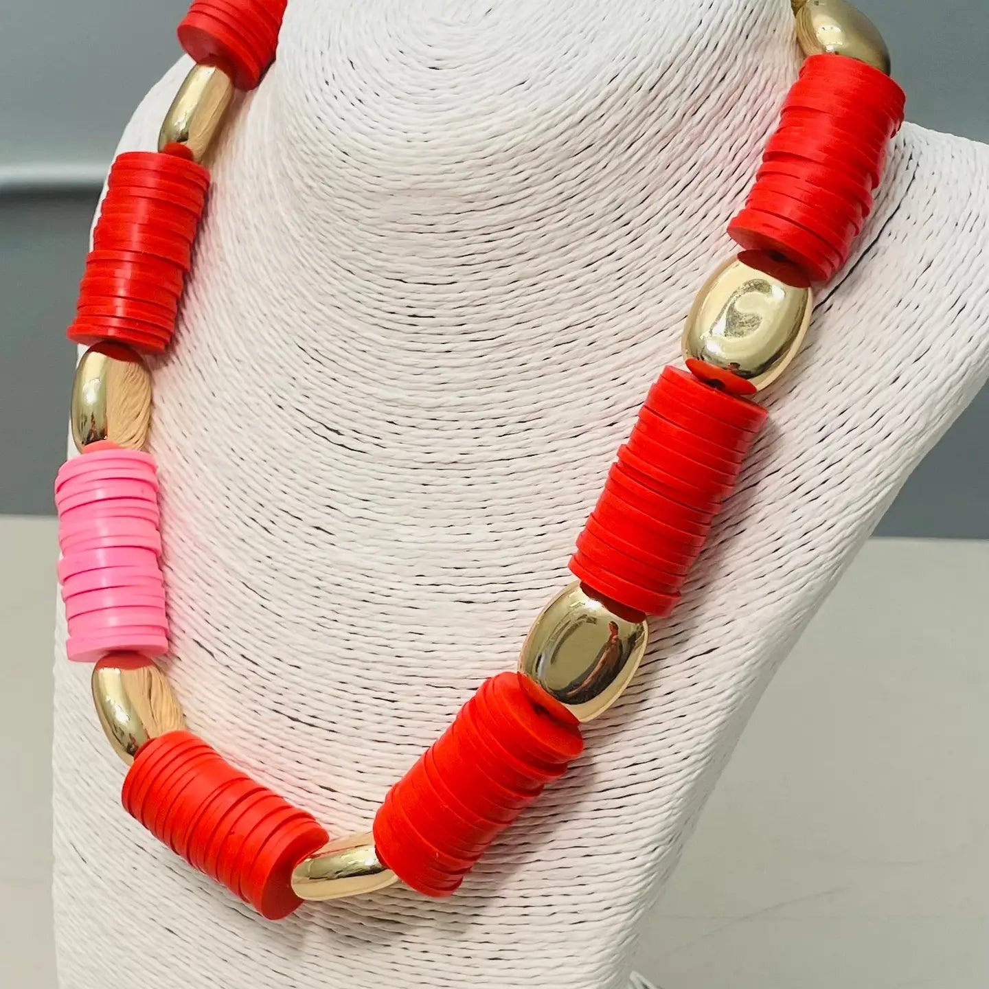 Chic Statement Pink & Red Necklace