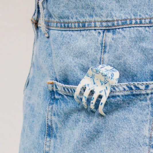 Blue Marbled Claw Clip