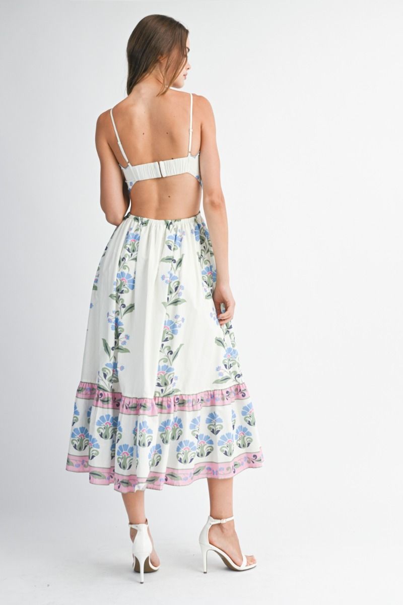 Melanie Printed Scallop Midi Dress