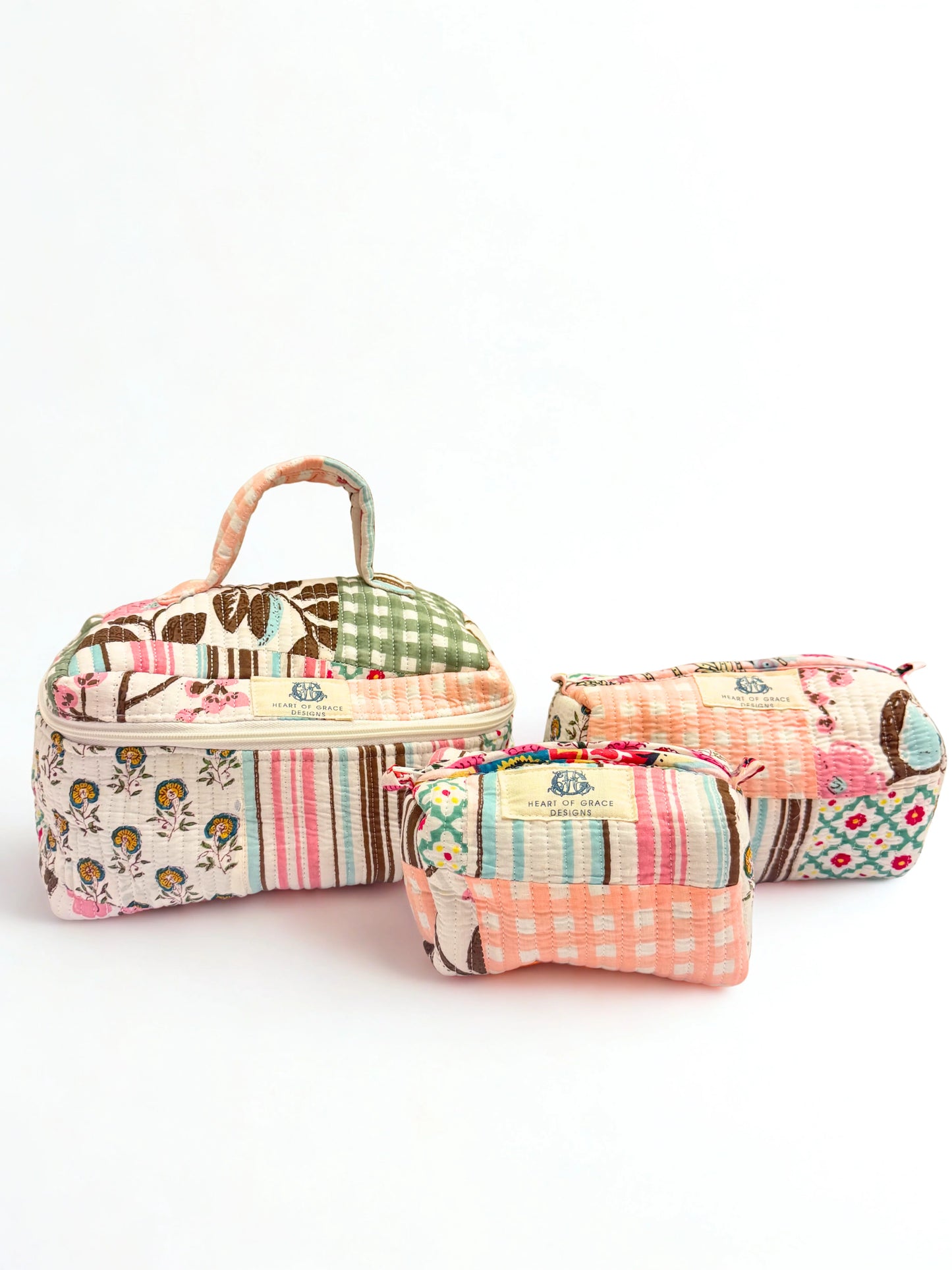 Rose Chapelle Quilted Cosmetic Bag Set of 3