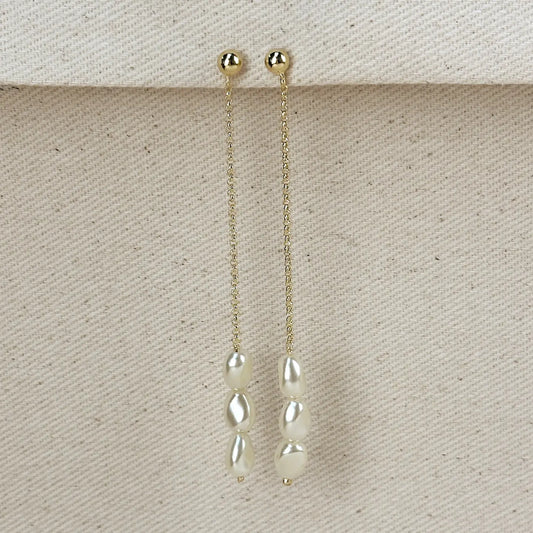 18k Gold Filled Pearl Drop Earrings