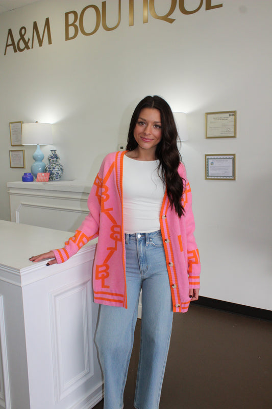 Varsity Persimmon Oversized Cardigan