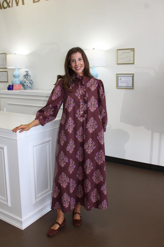 Iris Ruffle Trim Midi Dress