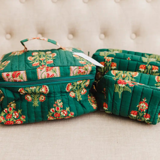 Elodie Quilted Cosmetic Bags Set of 3