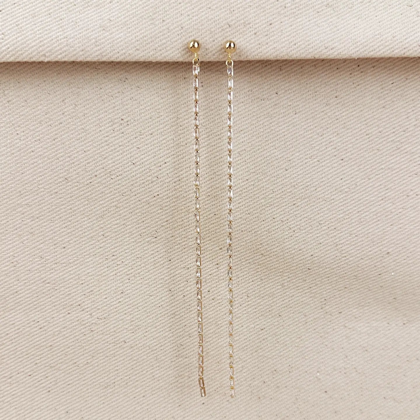 18k Gold Filled Baguette Chain Drop Earrings