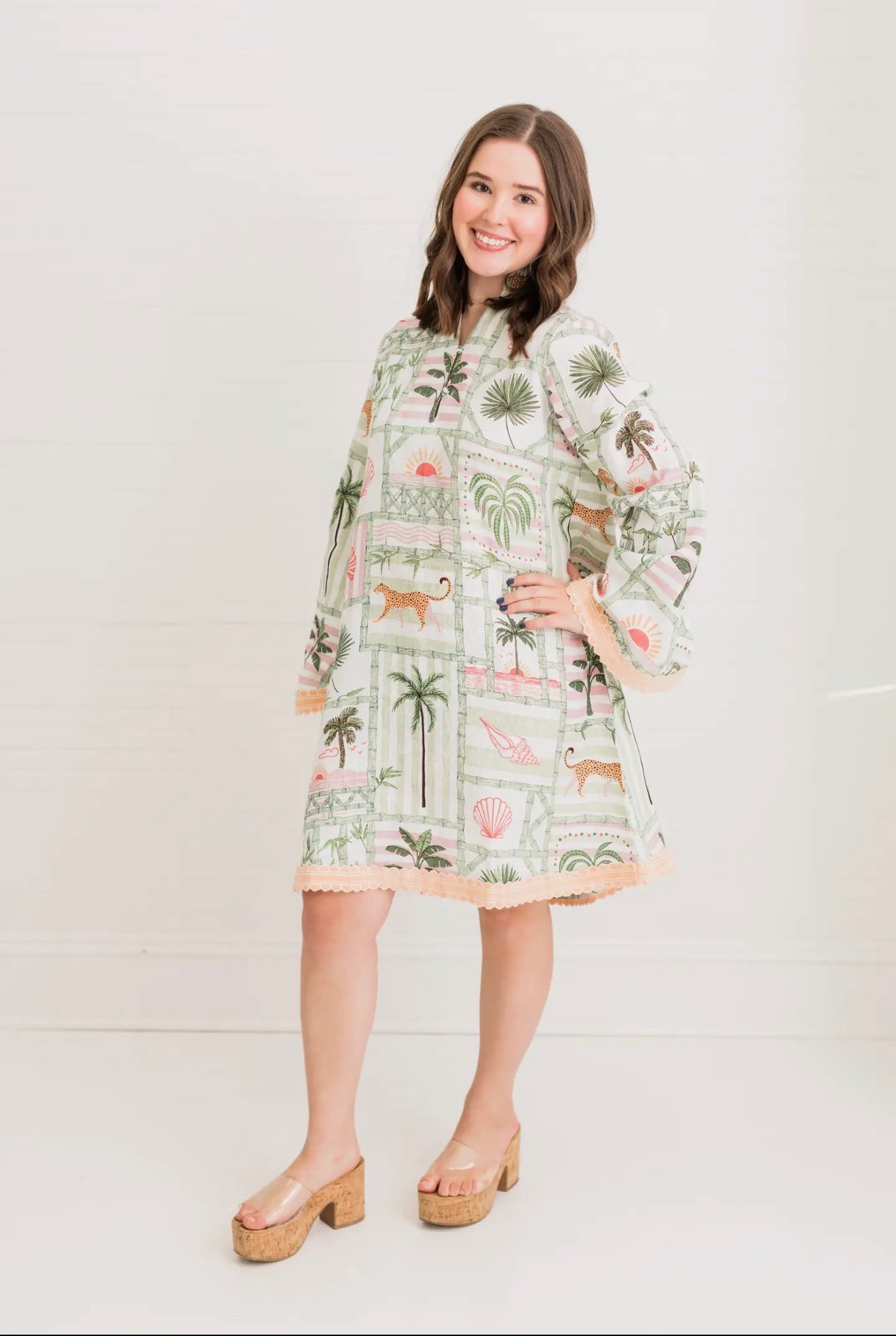 Eloise Palm Postal Mini Caftan