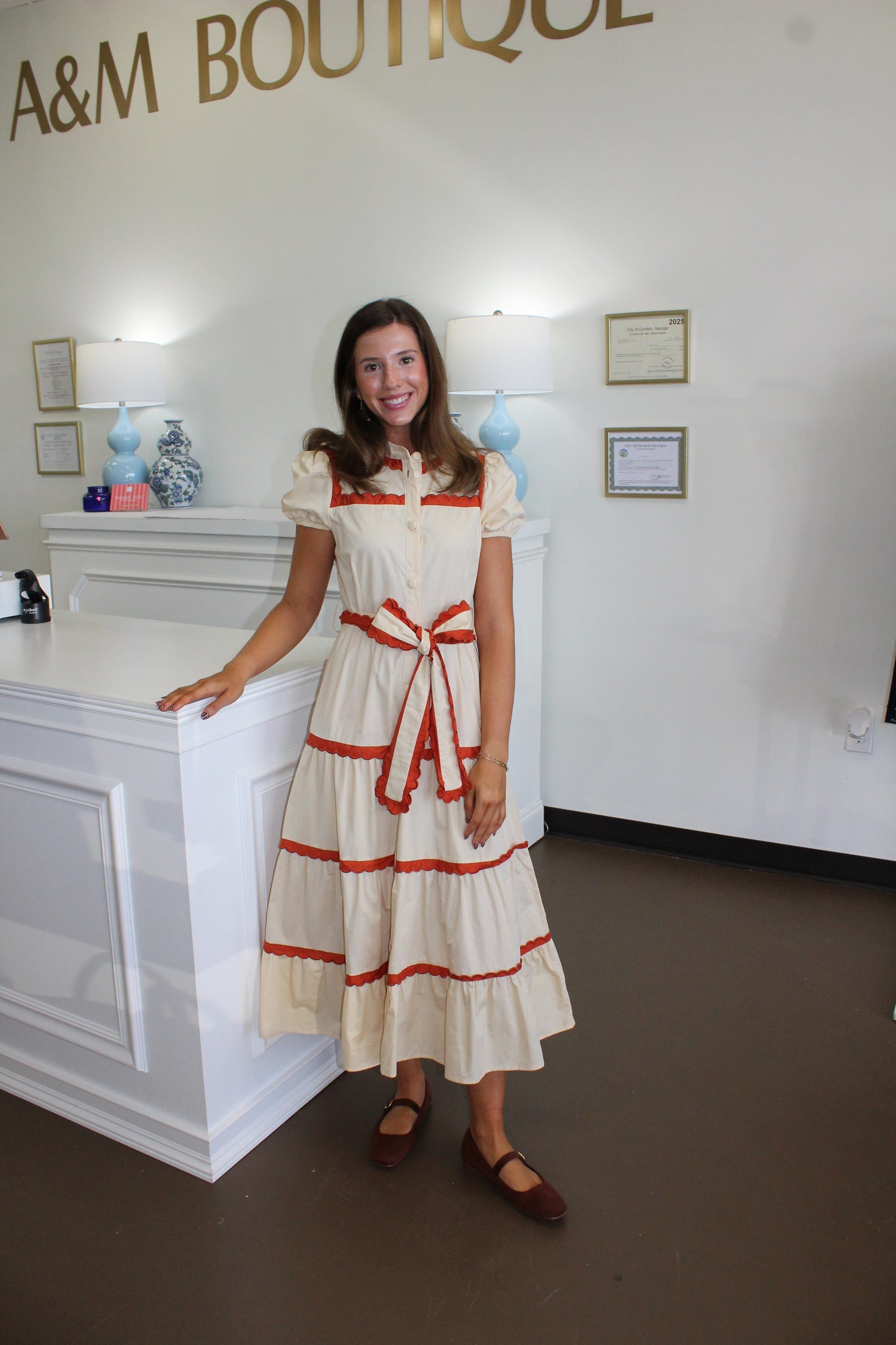 Elodie Scalloped Midi Dress