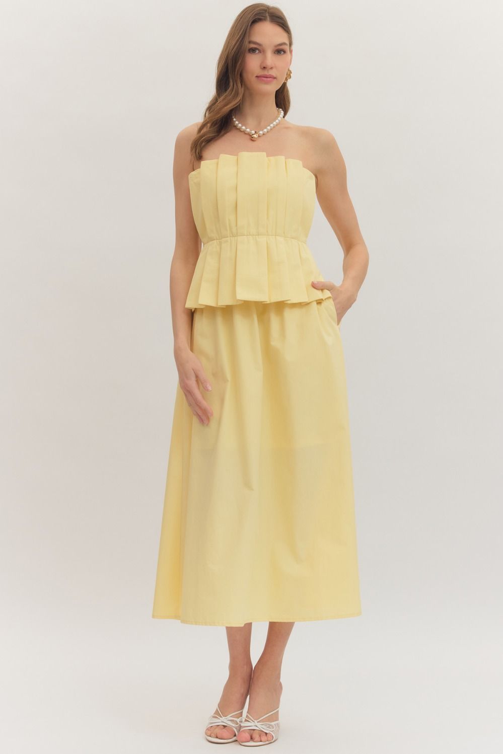 Lisa Pleated Strapless Dress
