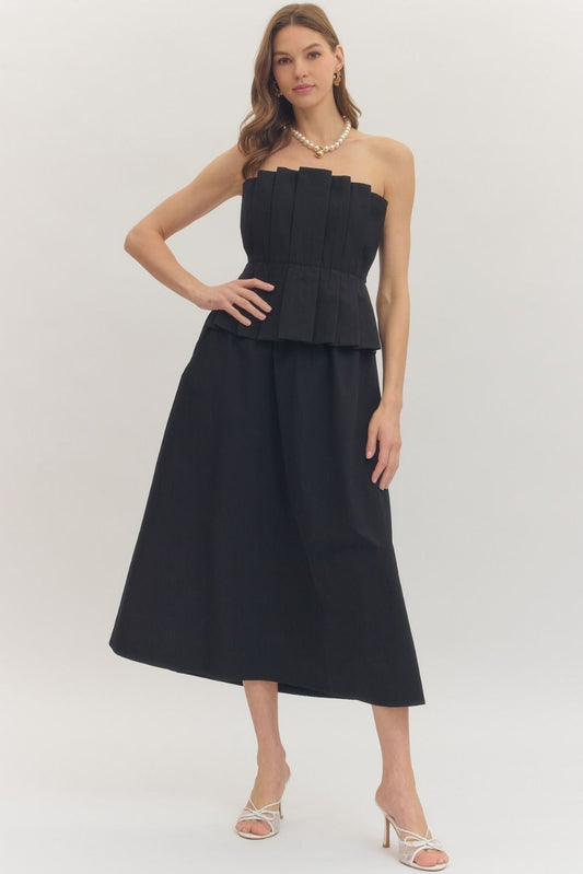 Lisa Pleated Strapless Dress