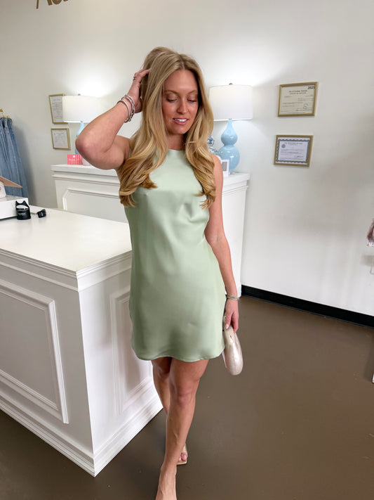 Josie Draped Back Satin Dress