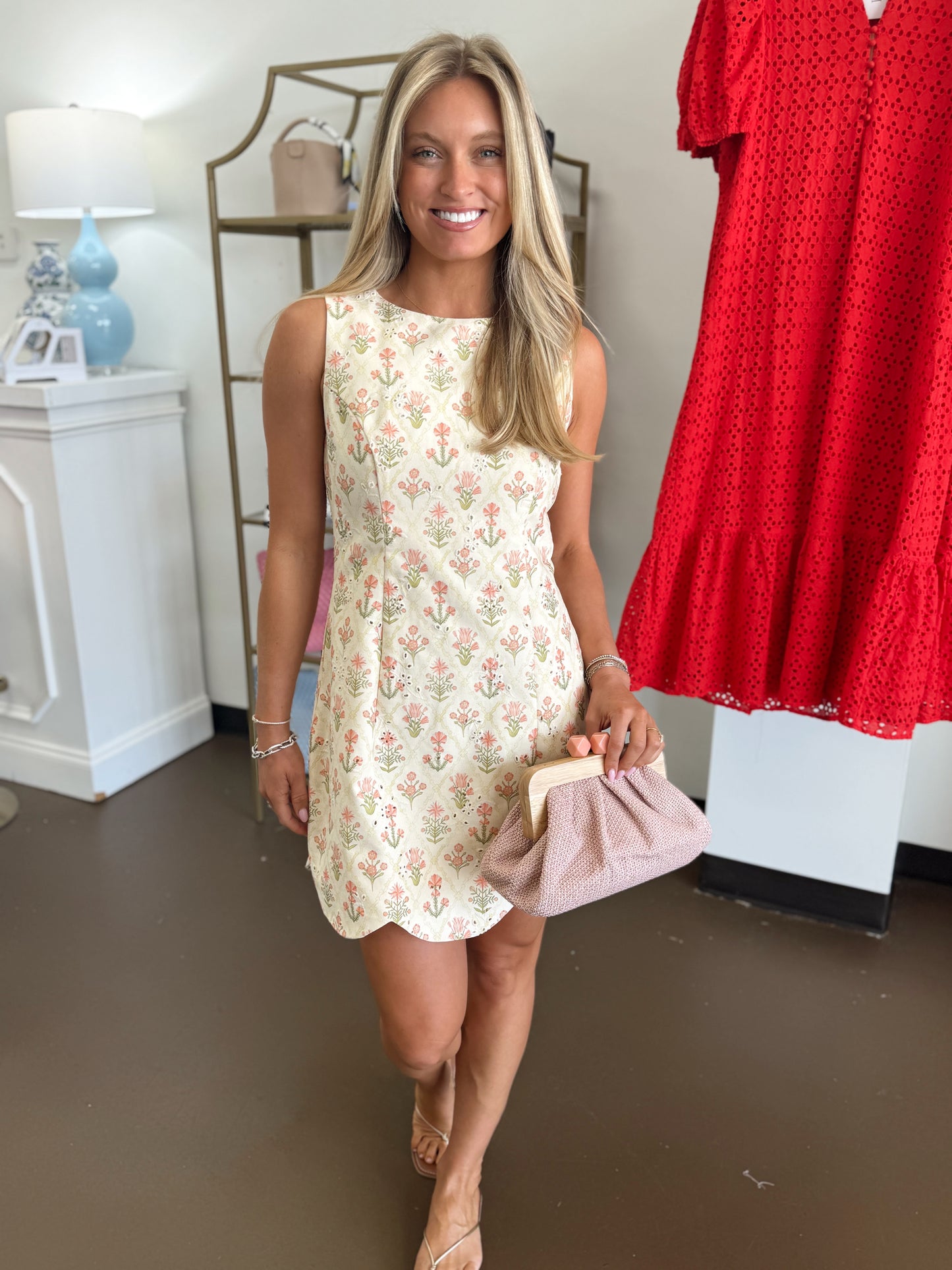 Mckenzie Floral Scallop Hem Dress