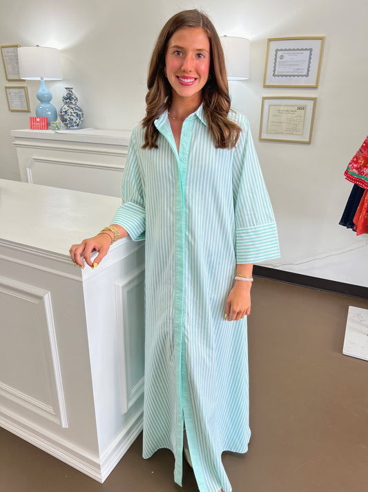 Aurelia Striped Maxi Shirt Dress