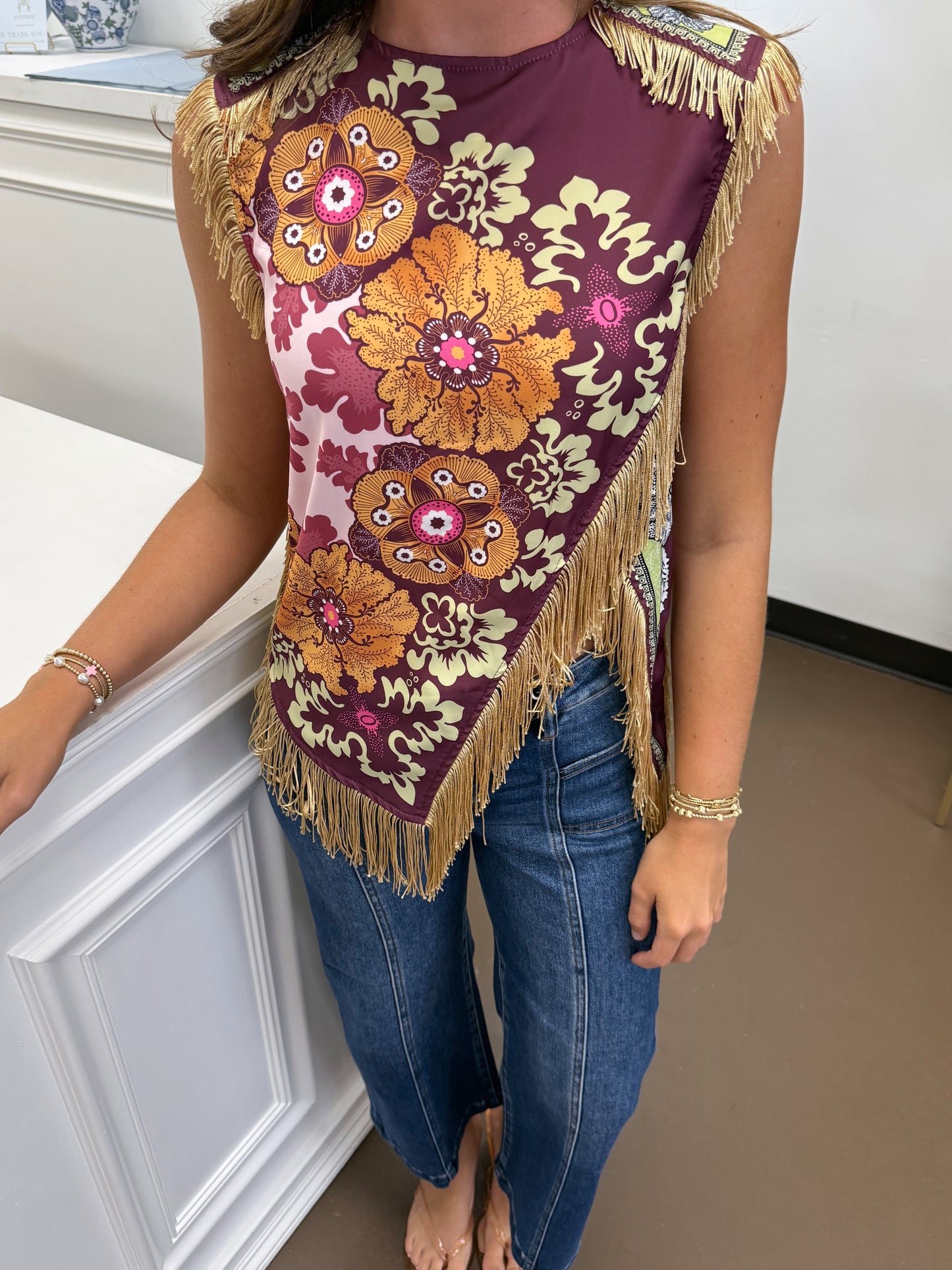 Emmy Asymmetrical Fringe Top