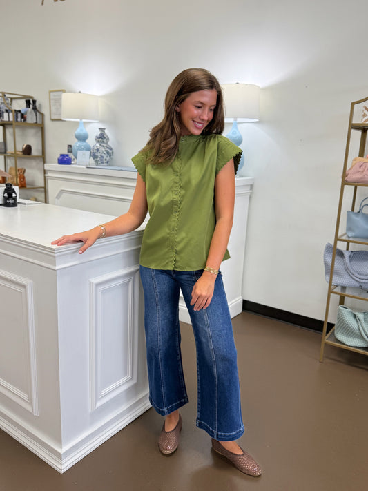 Camellia Scallop Cap Sleeve Top