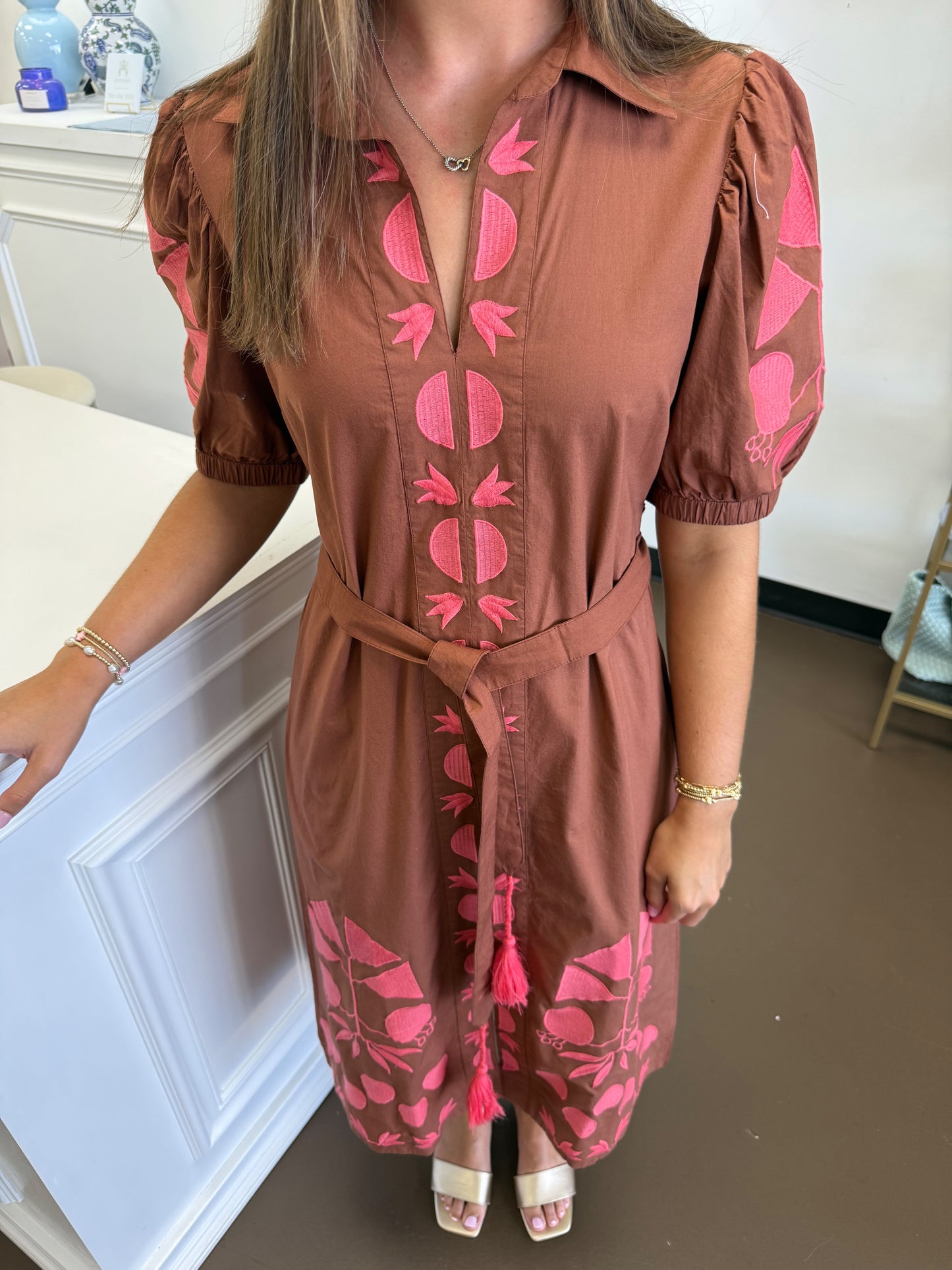 Uncle Frank Placket Embroidered Dress