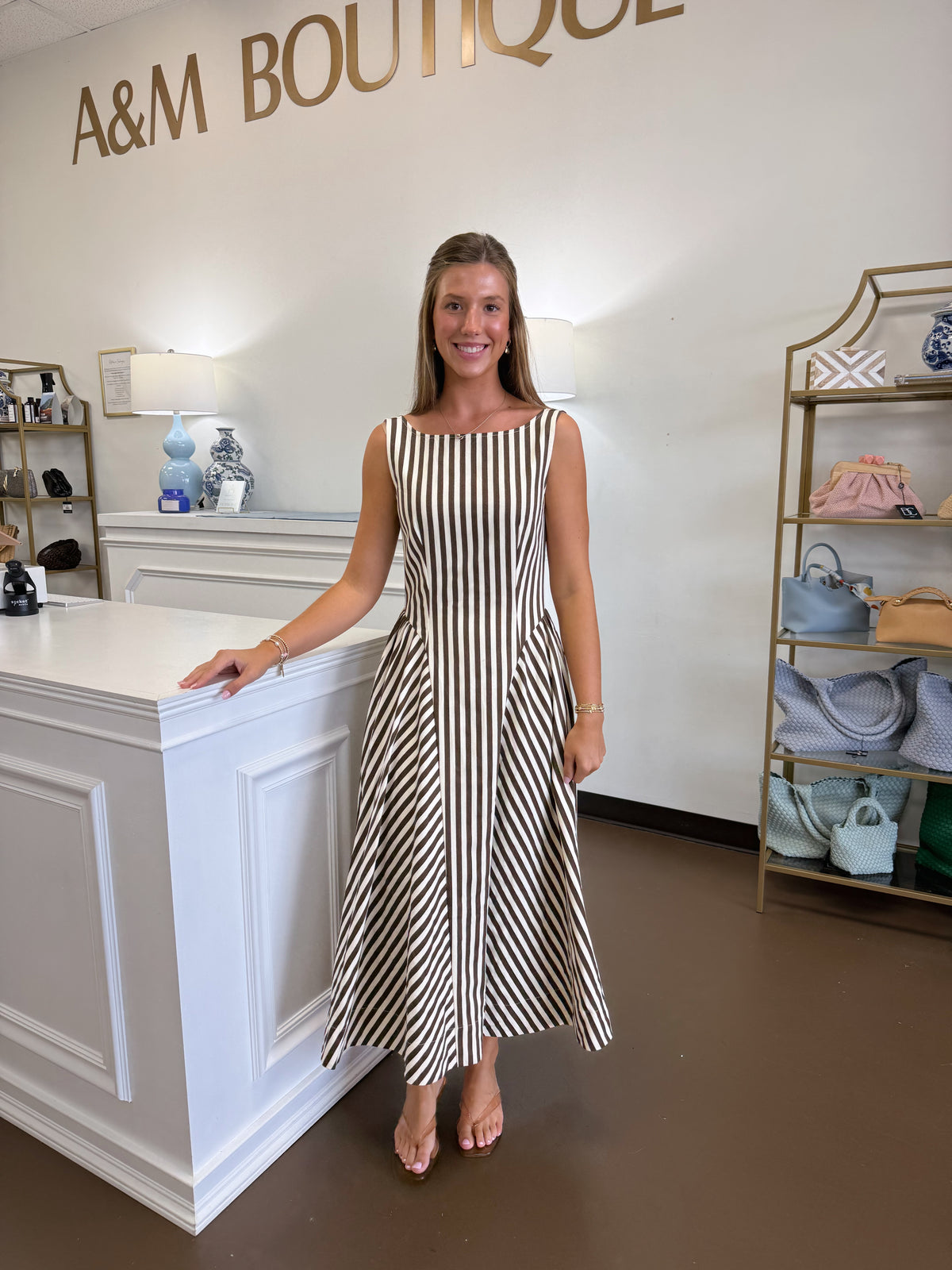 Carole Stripe Printed Midi Dress