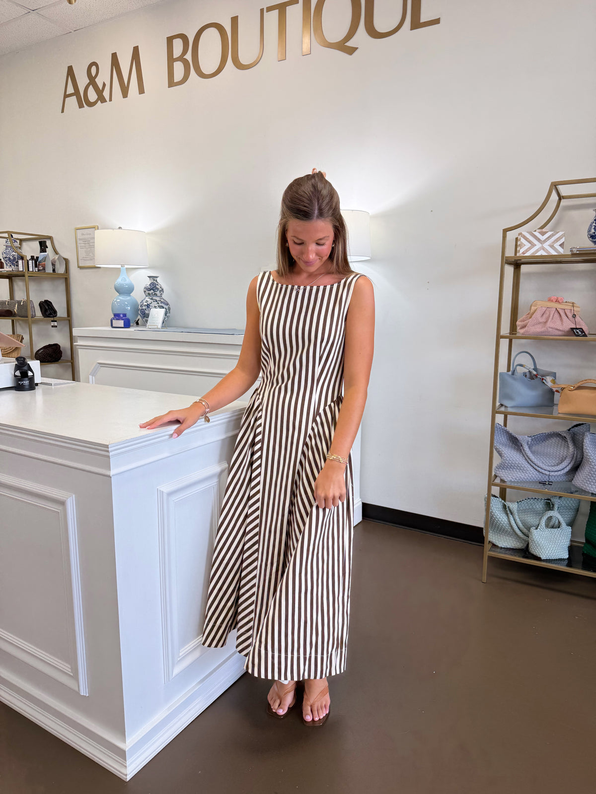 Carole Stripe Printed Midi Dress