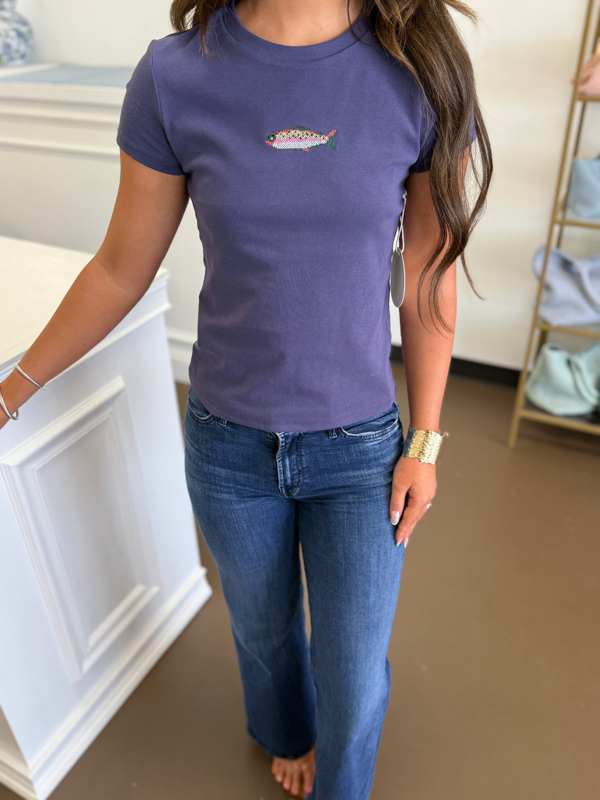 Embroidered Fish Baby Tee