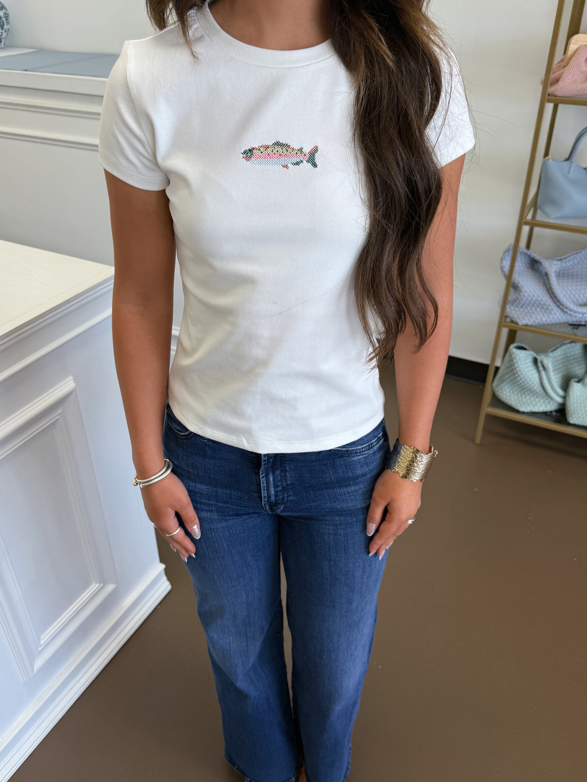 Embroidered Fish Baby Tee