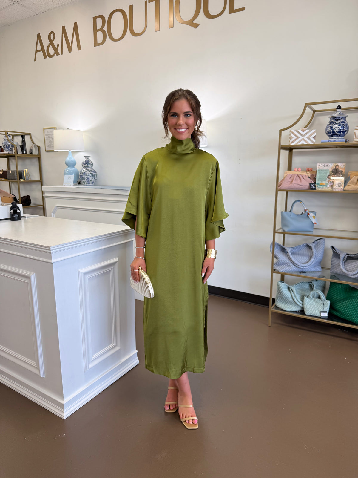 Ivy Satin Tie Back Midi Dress