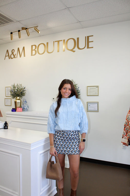 Poof Sleeve Faux Fur Popover