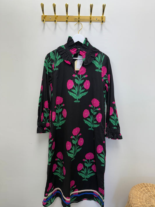 Celina Ruffle High Neck Midi Dress