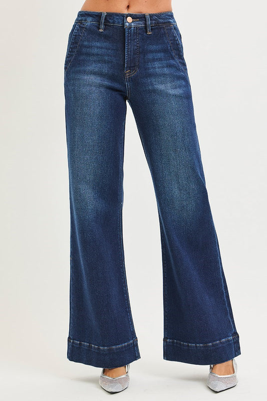 High Rise Wide Leg Flare Jeans