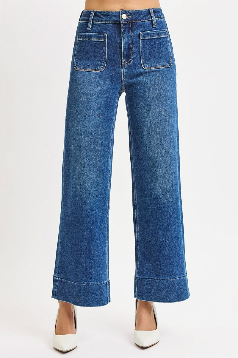 High Rise Patch Pocket Jeans