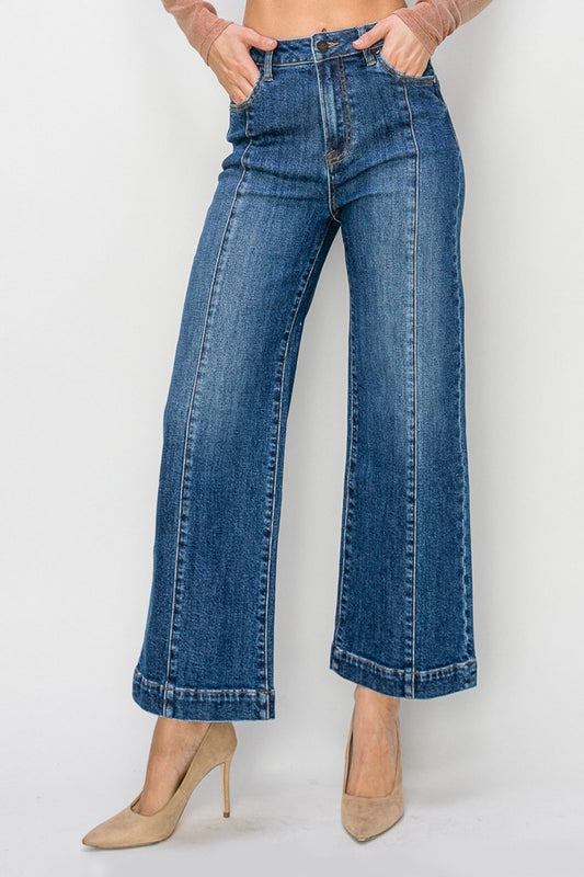 Riley High Rise Crop Wide Jeans